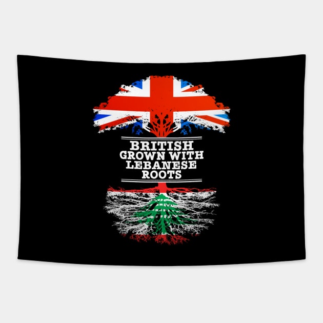 British Grown With Lebanese Roots - Gift for Lebanese With Roots From Lebanon Tapestry by Country Flags