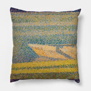 Moored Boats and Trees by Georges-Pierre Seurat Pillow