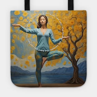 Woman Meditating in Yoga Tree Pose Tote