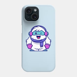 Cute Yeti Wearing Scarf, Glove And Earmuff Cartoon Phone Case