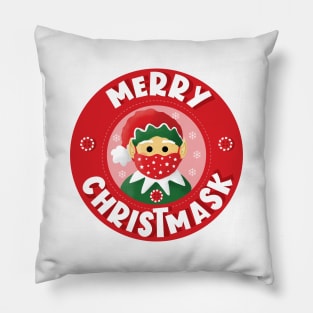 Merry Christmask II - Mask Wearing Elf - White Pillow