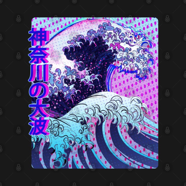 Japan Great Wave off Kanagawa | Glitch Aesthetic | Kanji Design by VogueTime