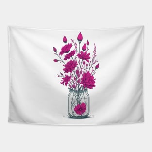 Fuchsia Flowers in a Mason Jar Tapestry