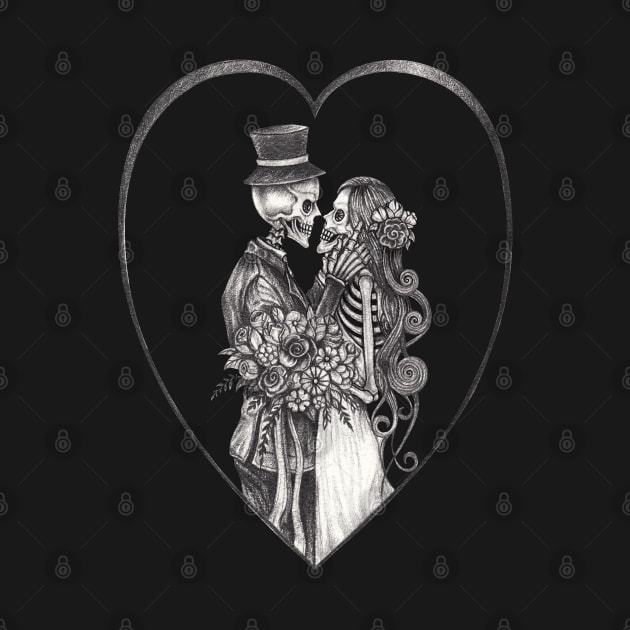 Skeleton lovers couple love wedding. by Jiewsurreal