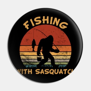 Fishing With Sasquatch Blood Moon Vintage Pin