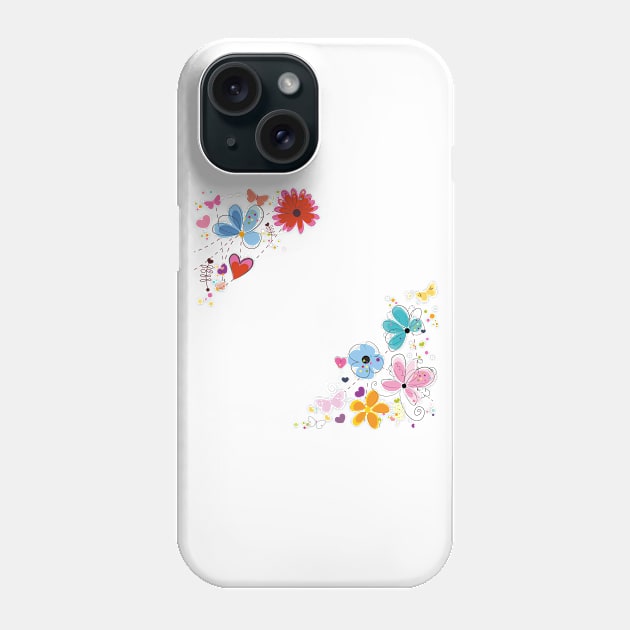 Floral frame printed tshirt Phone Case by GULSENGUNEL