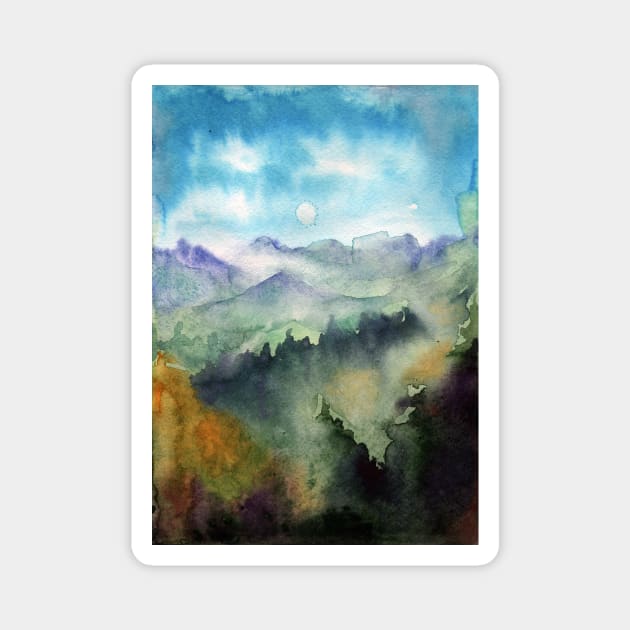 Watercolor landscape sky clouds Magnet by Olga Berlet