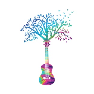 Ukulele Tree Colorful Texture T-Shirt