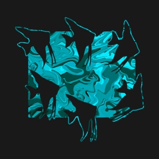 Currents Liquid Abstract Teal Angelfish Silhouette T-Shirt