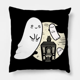 Full Moon Haunted House Pillow