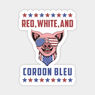 Funny 4th of July Pig: Red, White, and Cordon Blue Magnet