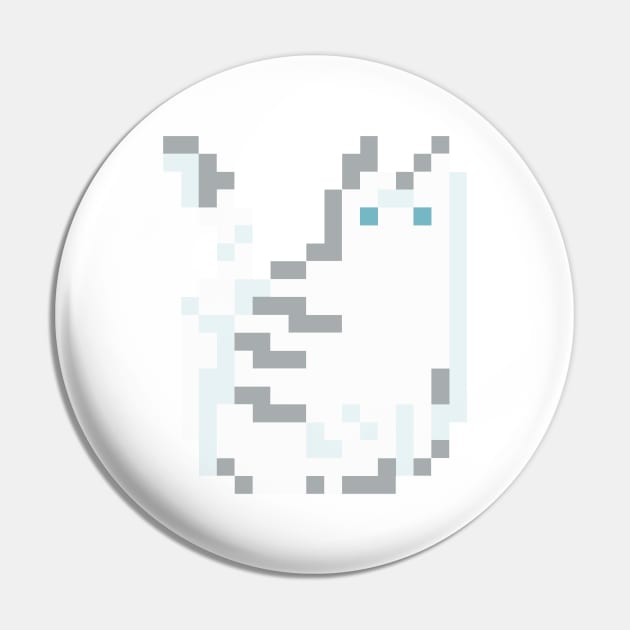 Cat Pixel Art - White Pin by Uwaki