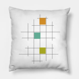 Turquise Green and Orange Squares and Lines Pillow