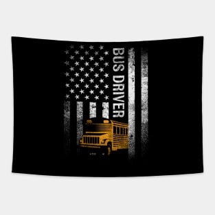 School Bus Driver Usa American Flag Bus Driver Tapestry