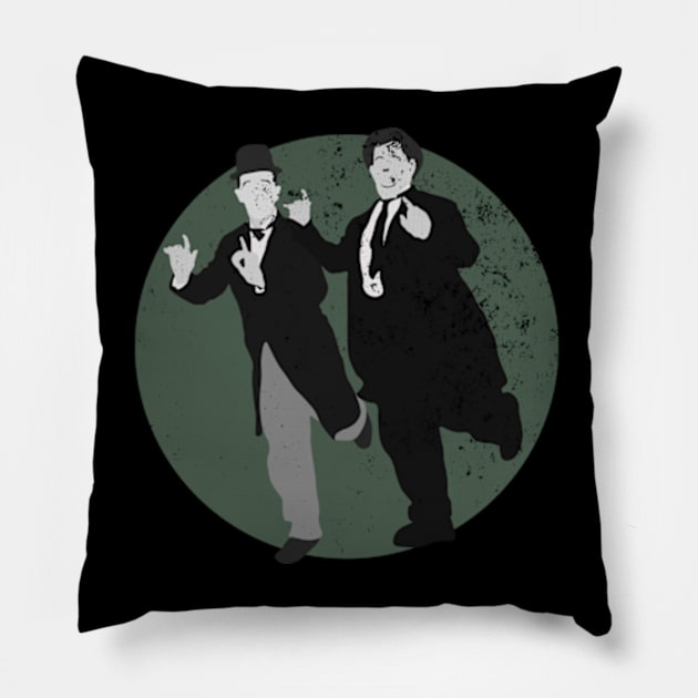 Grunge Urban Laurel and Hardy - Sage Green Pillow by Gallery XXII