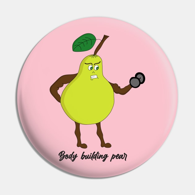 Body Building Pear Funny  Art Print Pin by Art with bou