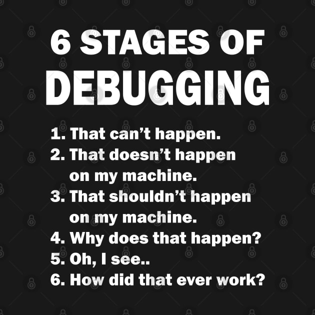 6 Stages of Debugging Coding Funny by JustCreativity