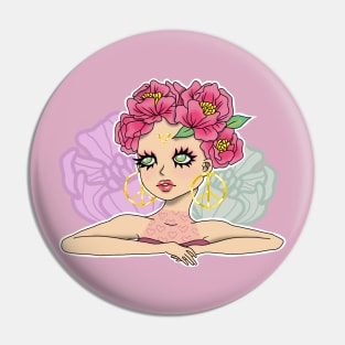 Peony Girl Pin