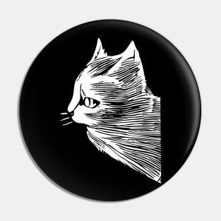 Cat sketch white Pin