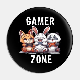 Gamer Zone Cat Bunny Panda-white text Pin