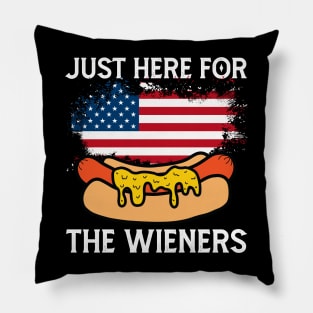 Hot Dog I'm Just Here For The 4Th Of July Pillow