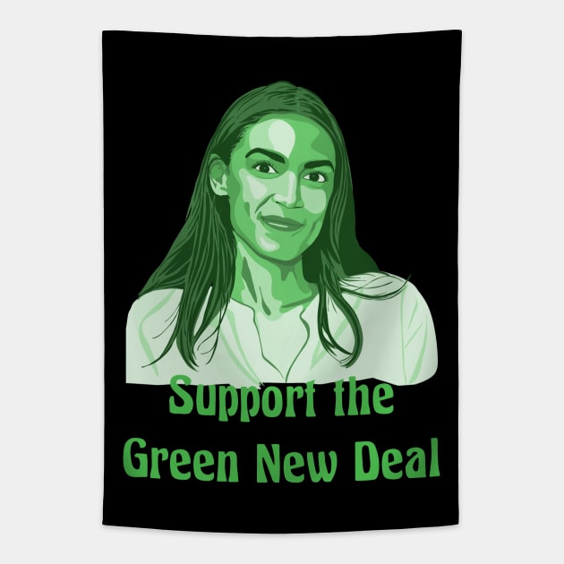 Alexandria Ocasio-Cortez Green New Deal Tapestry by Slightly Unhinged