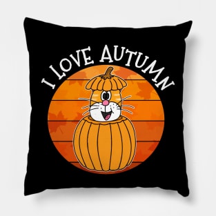 I Love Autumn Cat Pumpkin Fall Thanksgiving Pillow