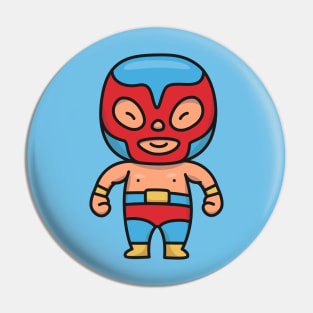 Cute Mexican Luchador Wrestler Cartoon Pin