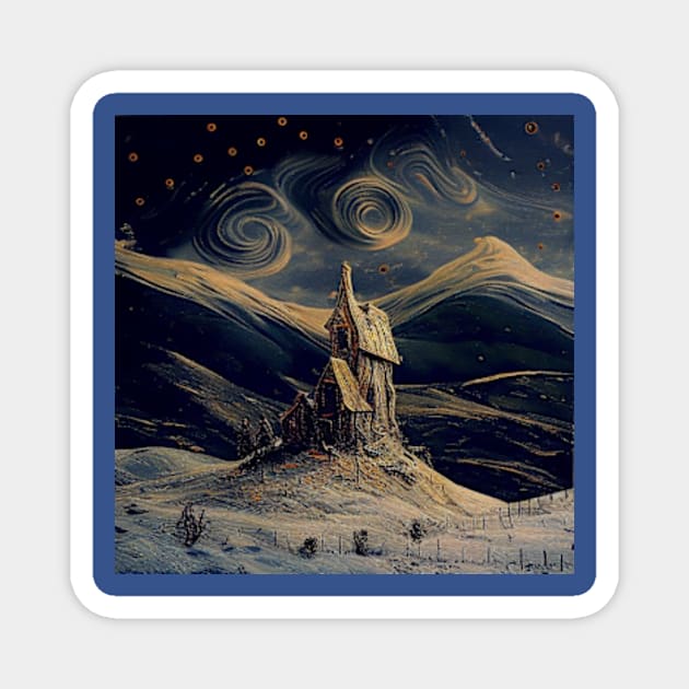 Starry Night Above The Shrieking Shack Magnet by Grassroots Green