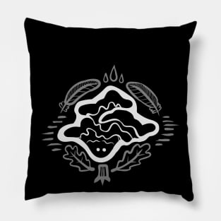 Spooky Cute Black and White Mushroom Spirit "Chicken of the Woods Guardian" Pillow