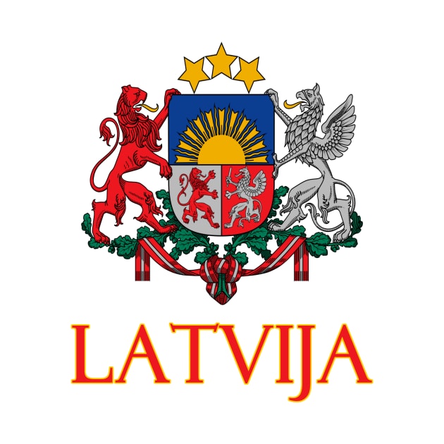 Latvia - Coat of Arms Design (Latvian Text) by Naves