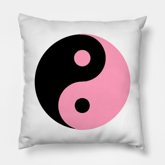 Yin Yang in black and pink Pillow by NovaOven