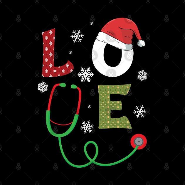 Love Christmas Stethoscope Funny Xmas Nurse Crew Nursing by FamiLane