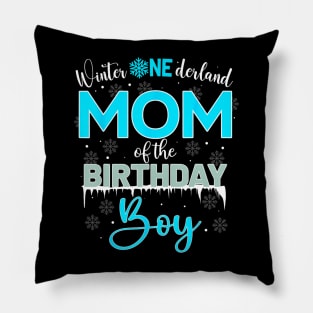 Mom Of The Birthday Boy Winter Onederland Family Pillow