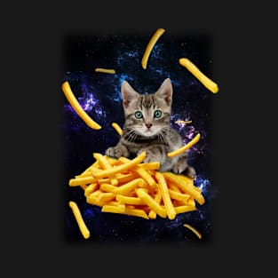 French Fry Cat in Space T-Shirt