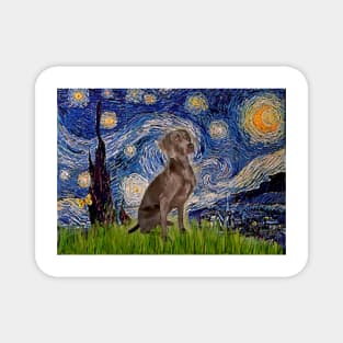 Weimaraner in Adaptatin of Starry Night by Van Gogh Magnet