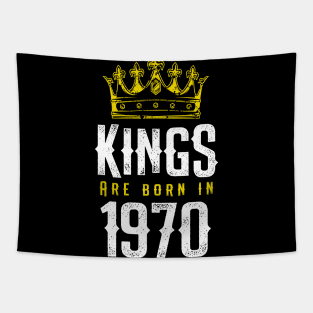 kings are born 1970 birthday quote crown king birthday party gift Tapestry