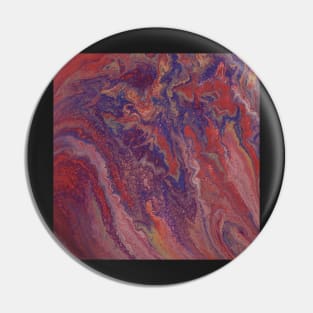 Marbled paint pour red universe Pin