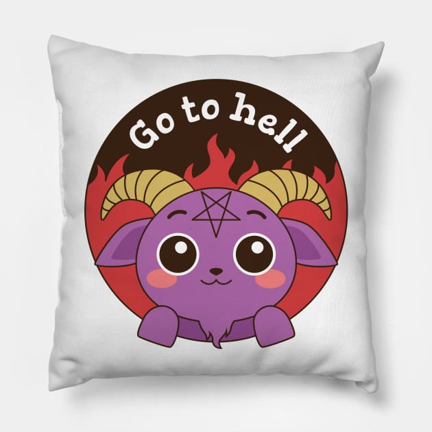 Cute Go To Hell Goat Pillow by SandiTyche