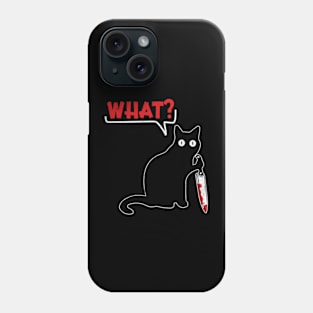 Cat What? Murderous Black Cat With Knife Phone Case