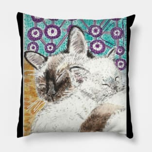 Mother and baby Siamese cat kitten Pillow