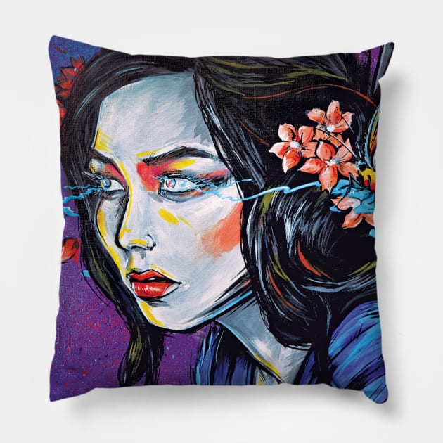 Butterfly Geisha Pillow by Lopan4000