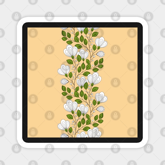 Colored Striped Pattern with Vintage Floral Motifs Magnet by lissantee