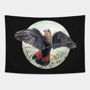 Glossy Black Cockatoo art by Nadya Neklioudova Tapestry