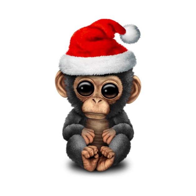 Baby Chimp Wearing a Santa Hat by jeffbartels