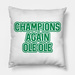 CHAMPIONS AGAIN OLE OLE, Glasgow Celtic Football Club Green and White Layered Text Pillow