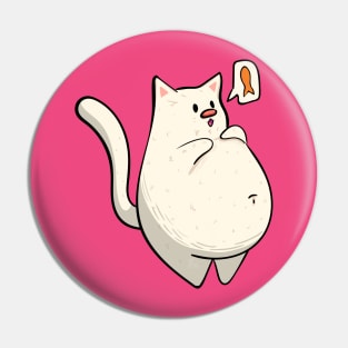 White Chonky Cat Design Pin