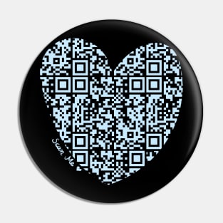 Pastel Blue Rick Astley Rickroll QR Code Heart Art Pin