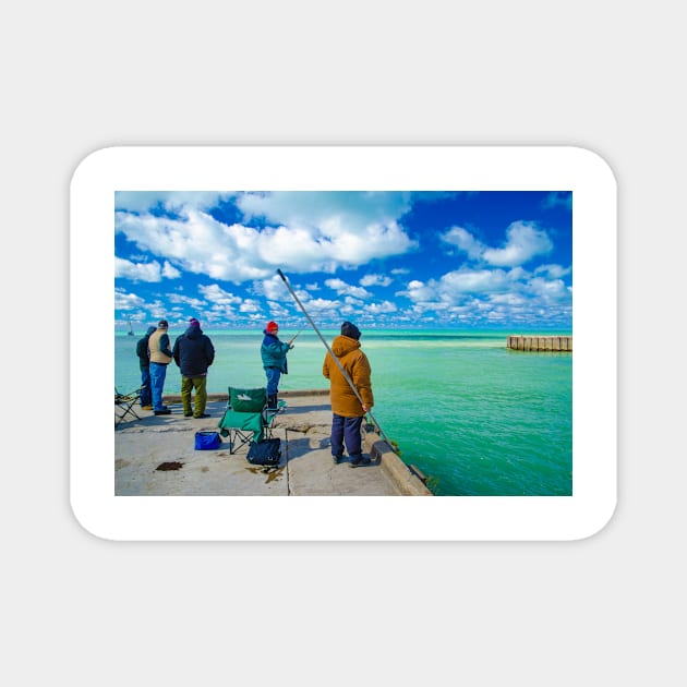 Fishing on a Cool Day, Bayfield Magnet by BrianPShaw