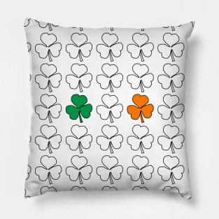 St Patricks Day Shamrock Pattern with Green White Orange Pillow